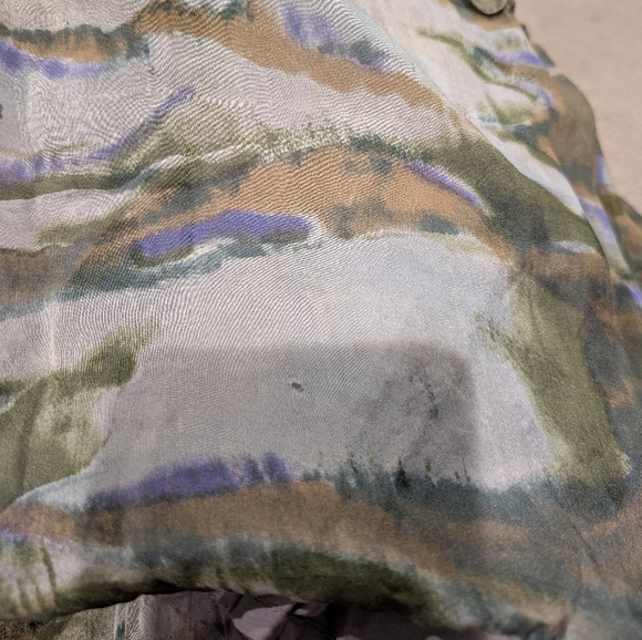 Sundance Tiered 100% Silk Maxi Skirt Green Watercolor Camo, size M Fairy Boho - Picture 14 of 14